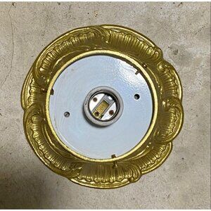 Vintage Art Deco Style Brass Ceiling Light Plate with Socket Flush Mount